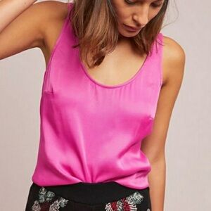 Floreat by Anthropologie Pink Sleeveless Silky Blouse Women’s Small Barbie Satin